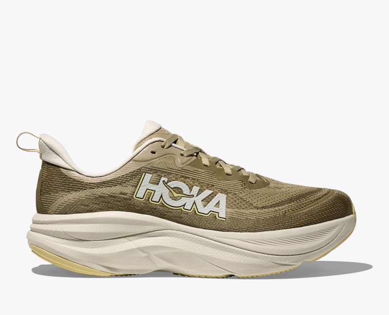 HOKA Men's Skyflow Shoes in Wild Mushroom/Grassland, Size 7.5
