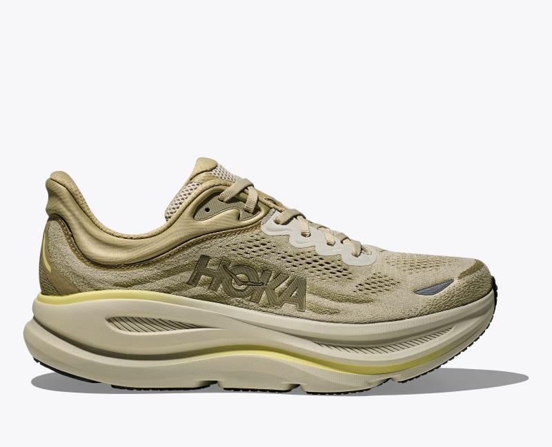 HOKA Men's Bondi 9 Shoes in Grassland/Oyster Mushroom, Size 7.5