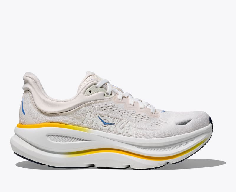 HOKA Women's Bondi 9 Shoes in White/Grout, Size 4.5