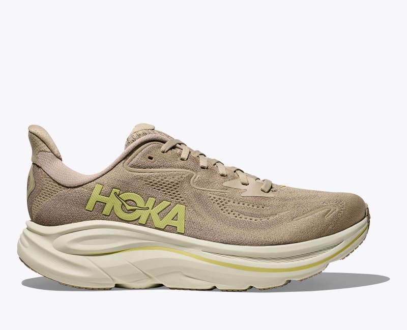 HOKA Men's Clifton 10 Shoes in Raw Linen/Stone, Size 7.5
