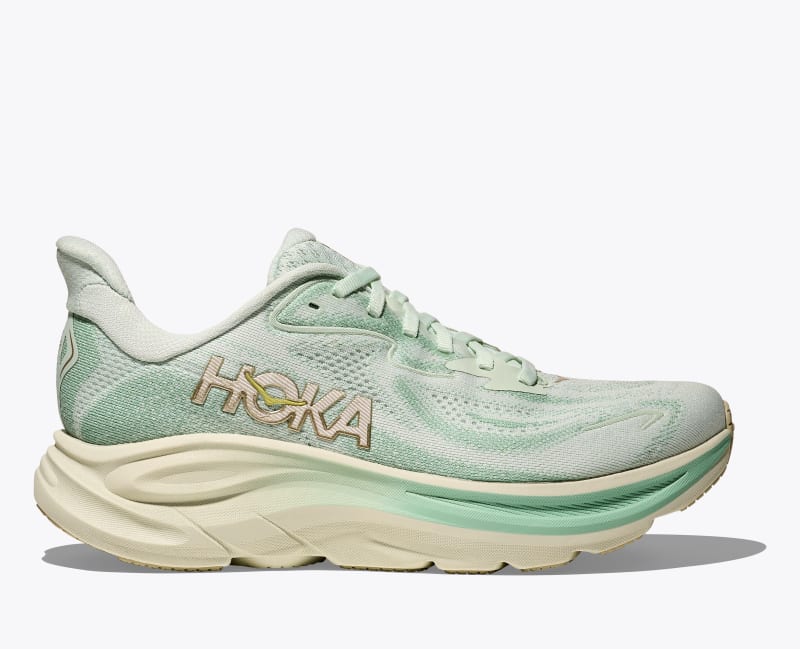 HOKA Women's Clifton 10 Shoes in Sea Glass/Jadeite, Size 4.5