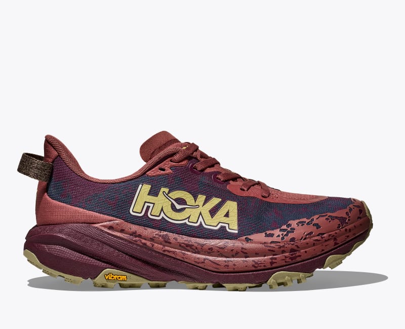 HOKA Women's Speedgoat 6 Shoes in Rouge/Black Cherry, Size 5.5