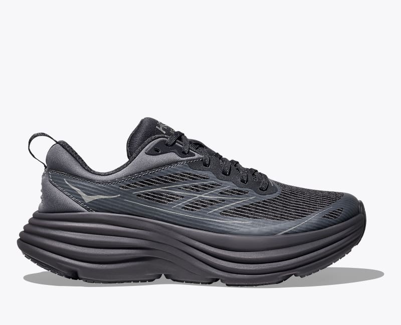 HOKA Stealth/Tech Bondi 8 Caged Shoes in Charcoal Grey/Grey Skies, Size M 4.5/W 5.5