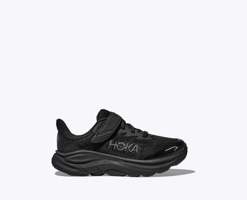 HOKA Clifton 10 Shoes in Black/Black, Size 1.5K
