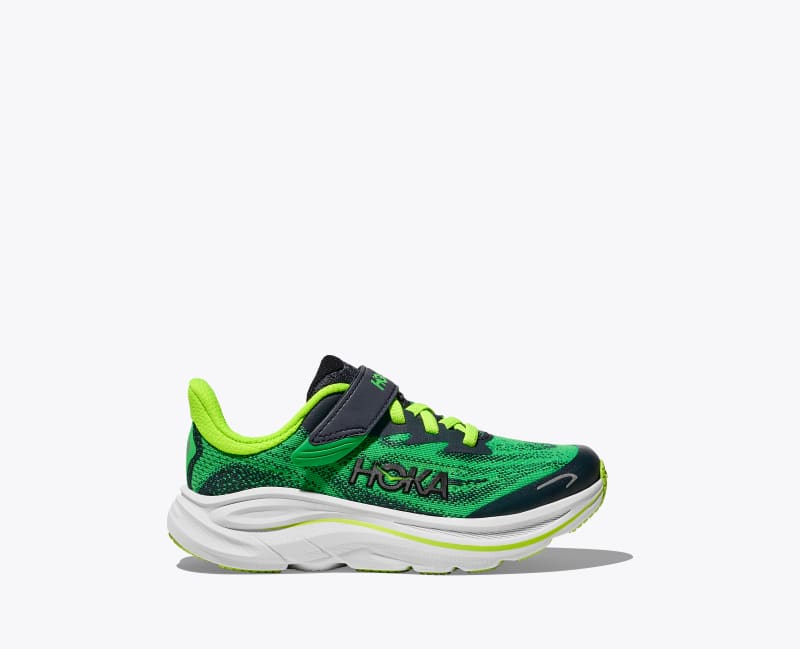 HOKA Clifton 10 Shoes in Spring Green/Cosmic Grey, Size 3K