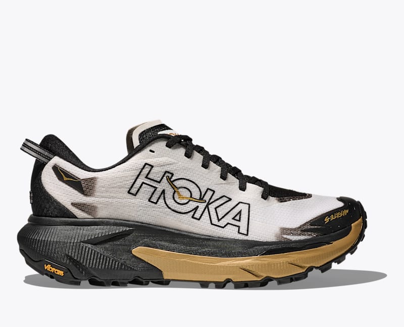 HOKA Men's Mafate 5 Shoes in Black/Gold, Size 7