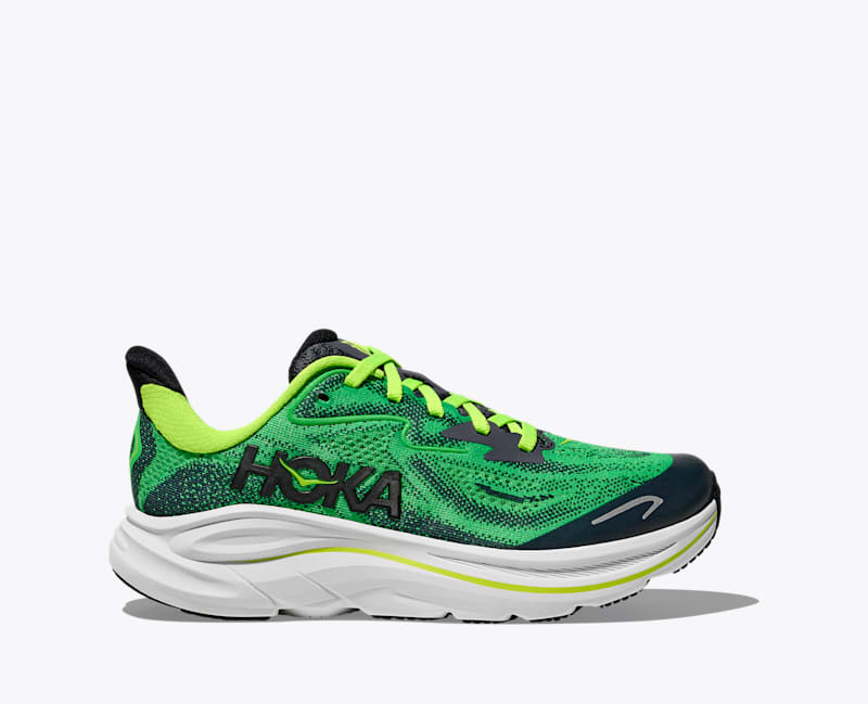 HOKA Clifton 10 Shoes in Spring Green/Cosmic Grey, Size 3.5Y