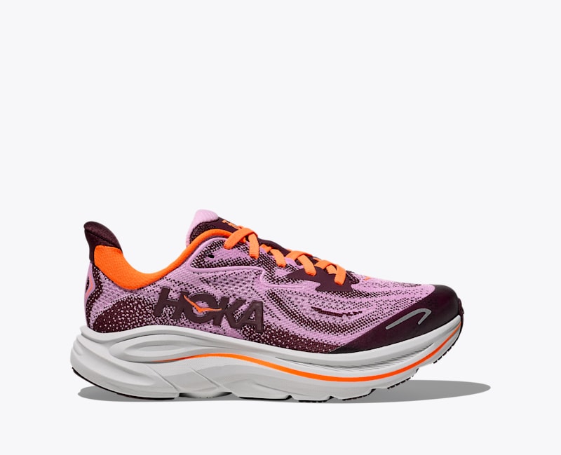 HOKA Clifton 10 Shoes in Flower Nectar/Cosmic Grey, Size 5.5Y