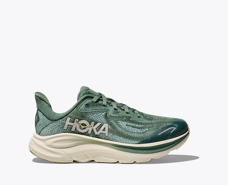 HOKA Clifton 10 Shoes in Fern/Truffle Salt, Size 3.5Y