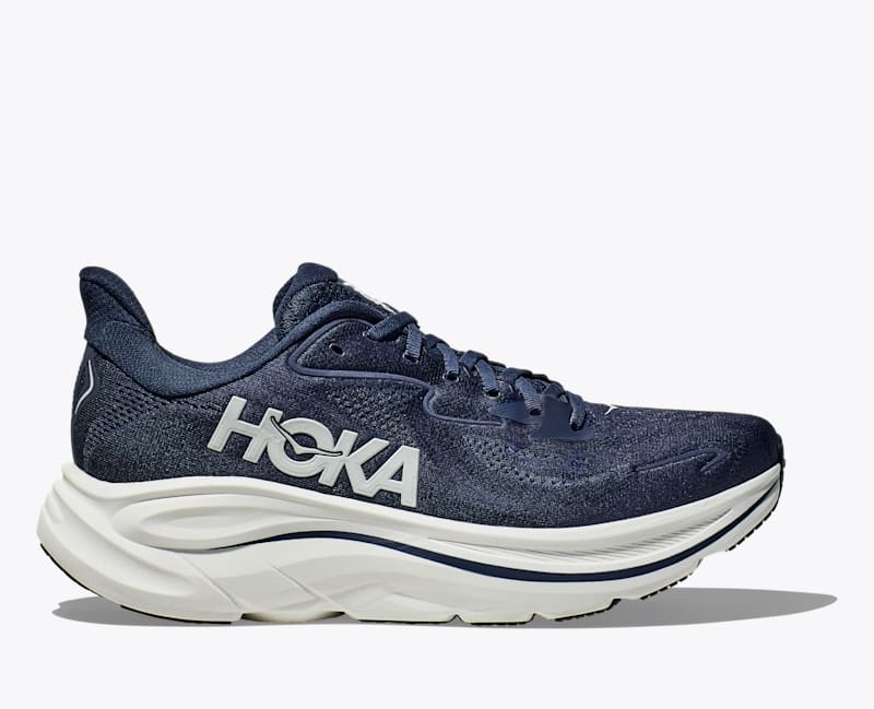 HOKA Men's Clifton 10 Shoes in Navy/White, Size 7.5