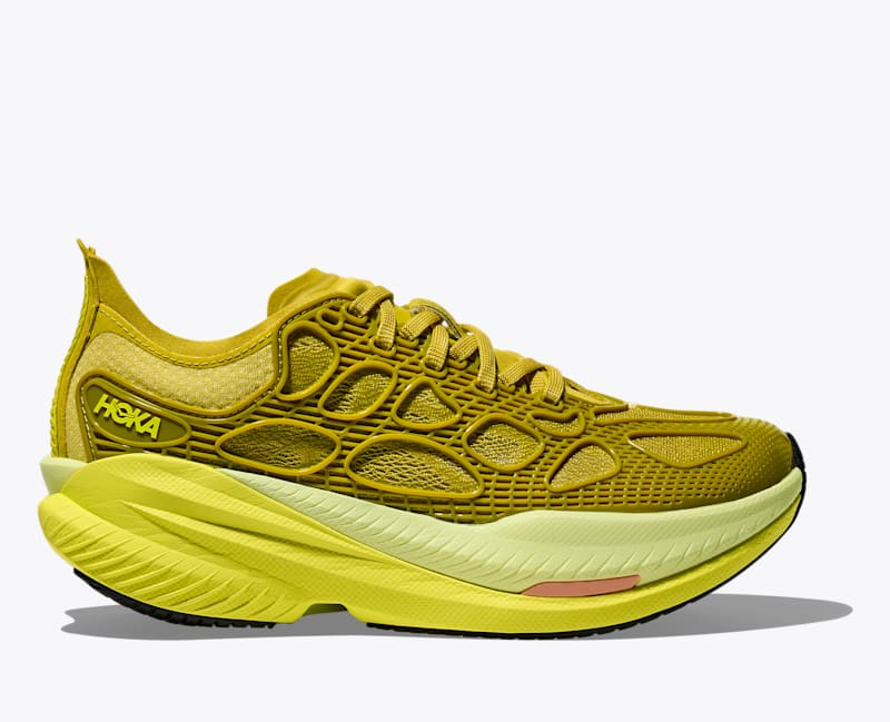 HOKA Mach X Caged Shoes in Pea Green/Hoka Citrus, Size M 7.5/W 8.5