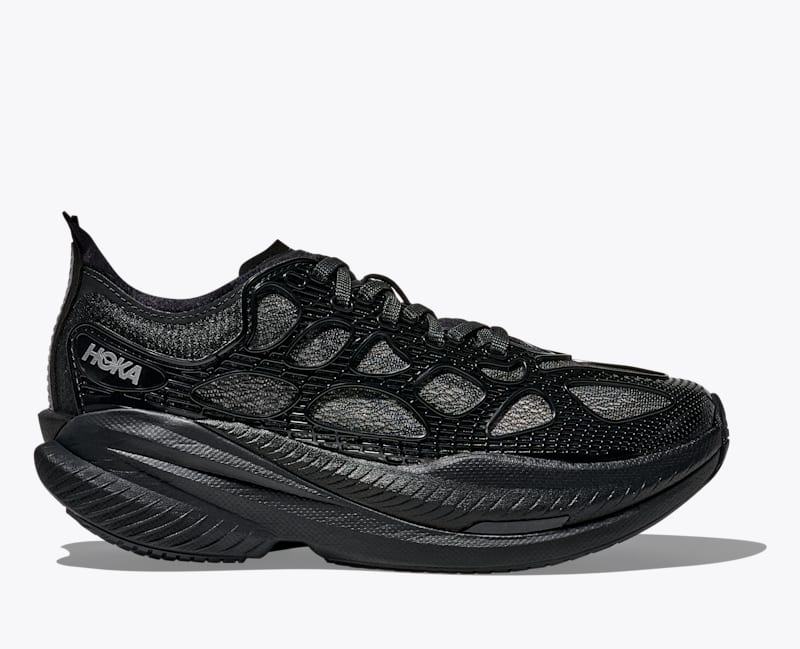 HOKA Mach X Caged Shoes in Black/Midnight Blue, Size M 4.5/W 5.5