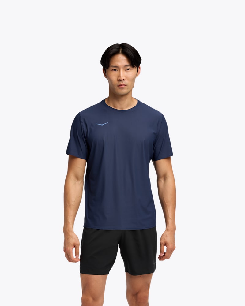 HOKA Men's Airolite Short Sleeve 2.0 Shirt in Midnight Blue, Size Large