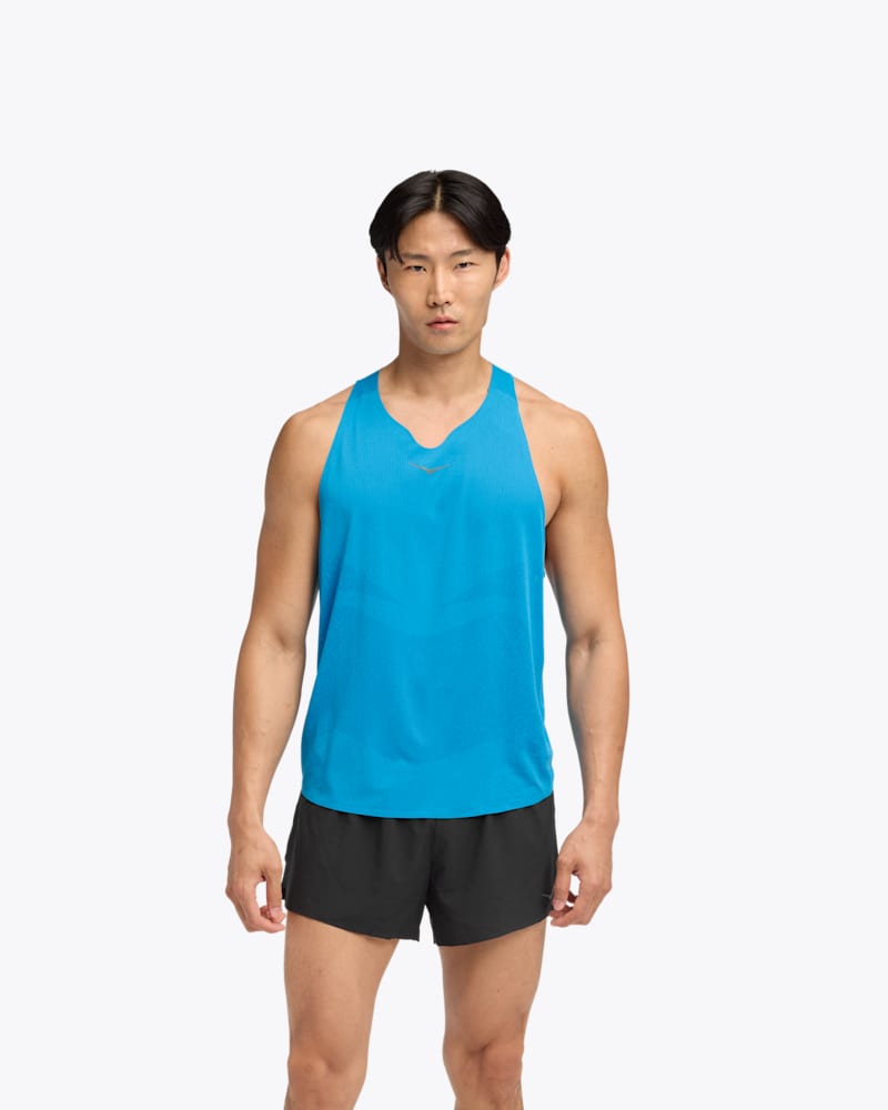 HOKA Men's Race Day Singlet Top in Hoka Blue, Size Large