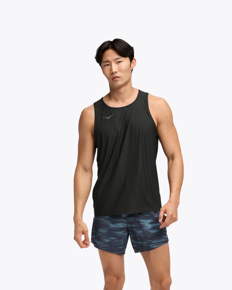 HOKA Men's Airolite Tank 2.0 Top in Black, Size Large