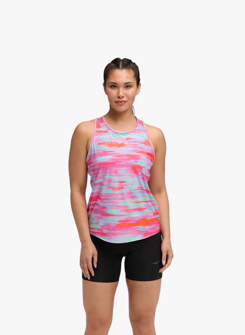 HOKA Women's Airolite Tank 2.0 Top in Pink Blurr, Size Large