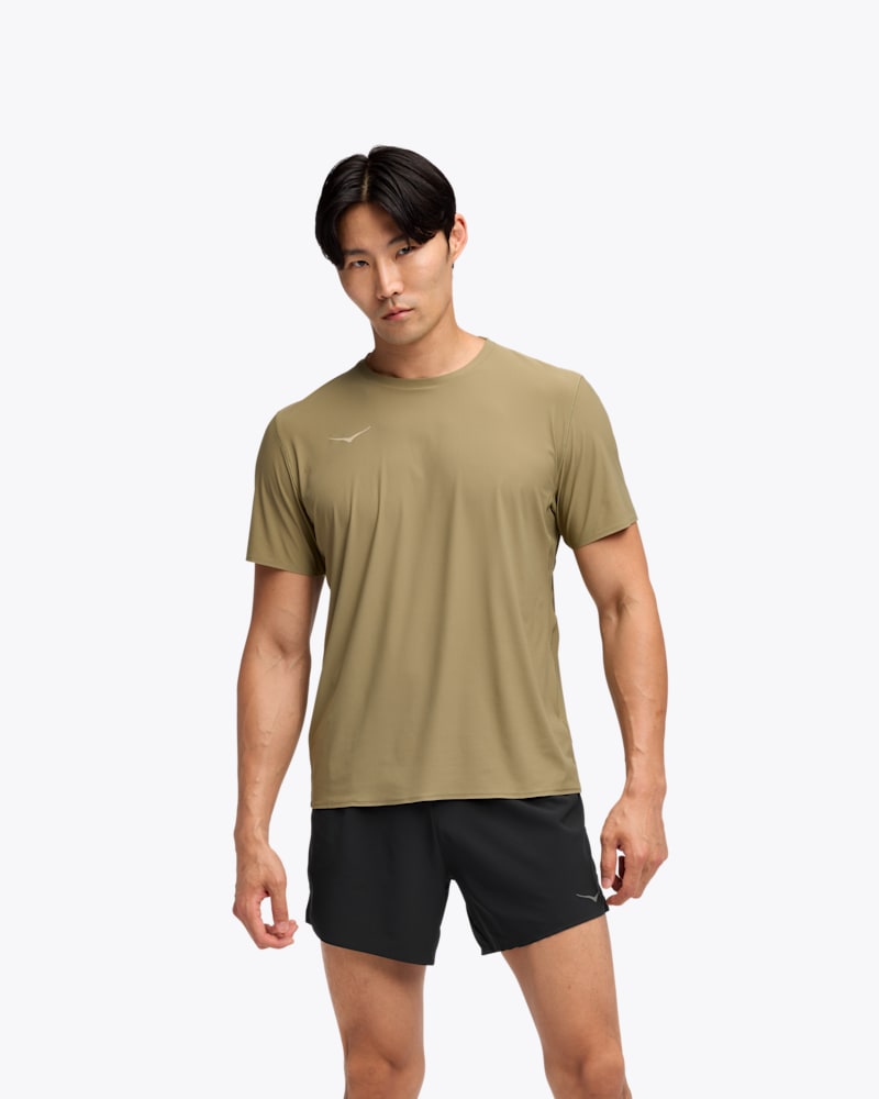 HOKA Men's Airolite Short Sleeve 2.0 Shirt in Wild Mushroom, Size Large