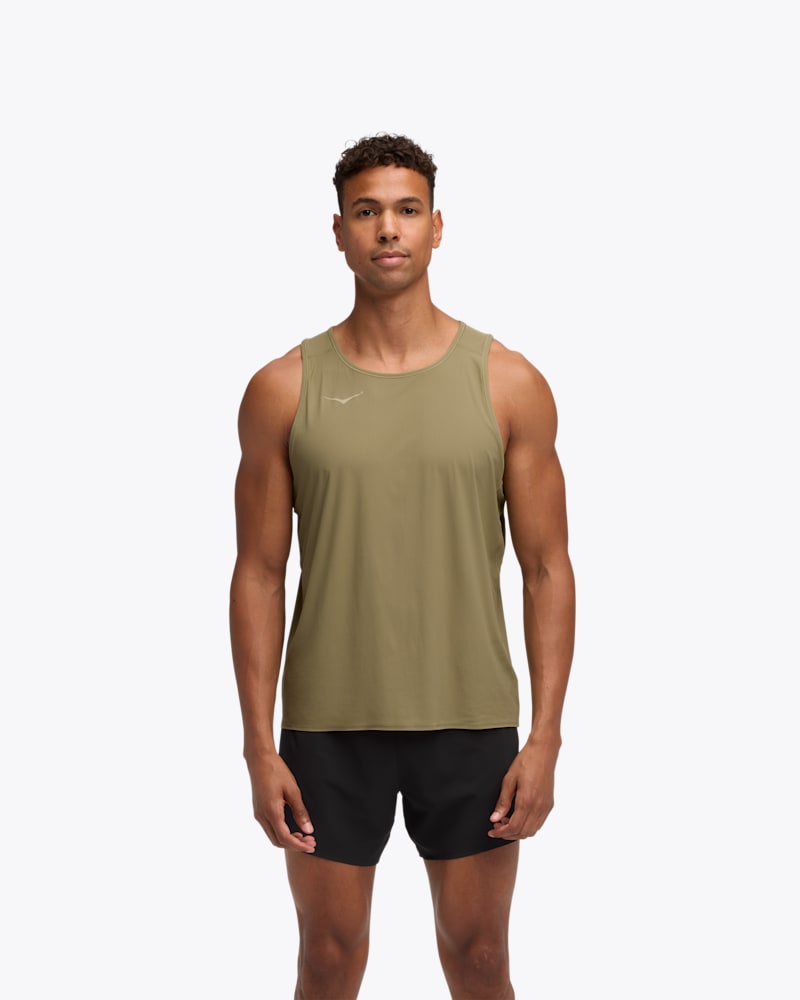 HOKA Men's Airolite Tank 2.0 Top in Wild Mushroom, Size Large