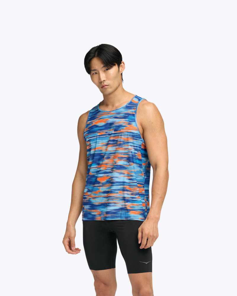 HOKA Men's Airolite Tank 2.0 Top in Blue Blurr, Size Large