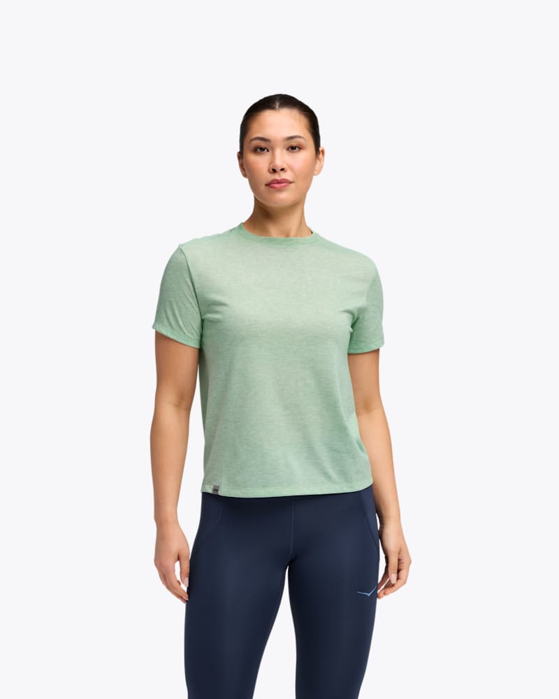 HOKA Women's GlideTech Short Sleeve Shirt in Jadeite, Size Large
