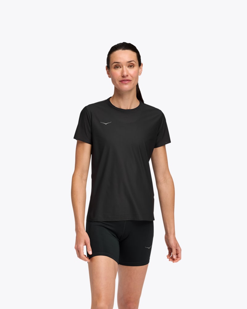 HOKA Women's Airolite Short Sleeve 2.0 Shirt in Black, Size Large