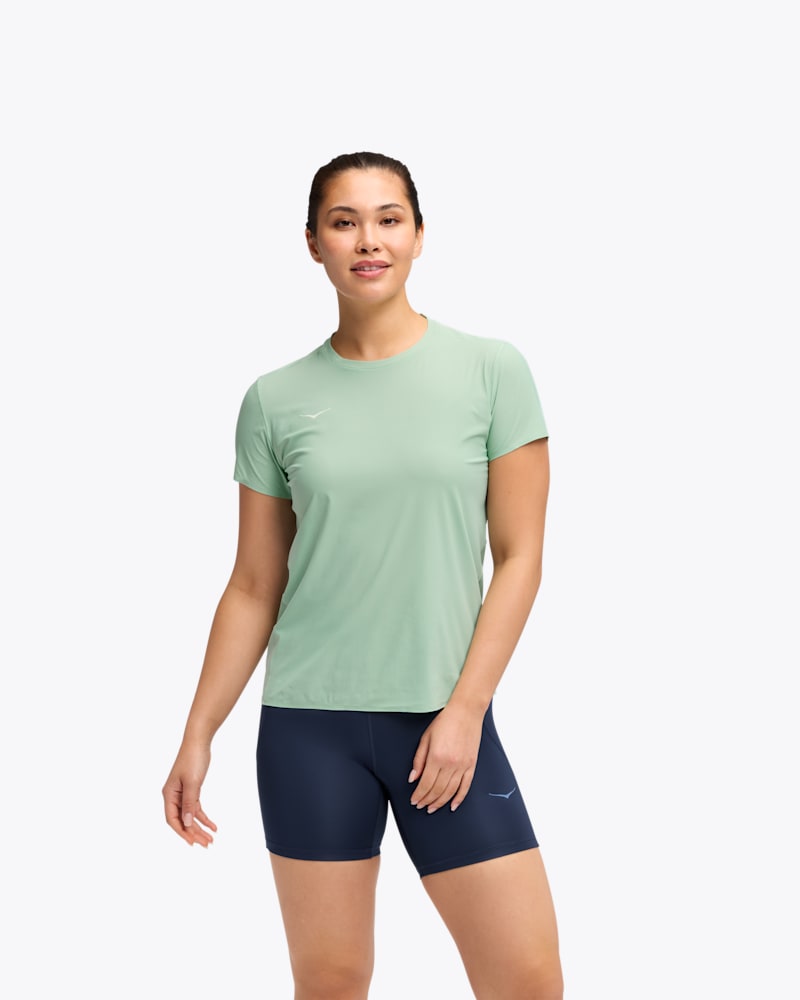 HOKA Women's Airolite Short Sleeve 2.0 Shirt in Jadeite, Size Large