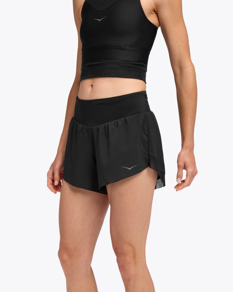 HOKA Women's Glide 4" Short Shoes in Black, Size Large