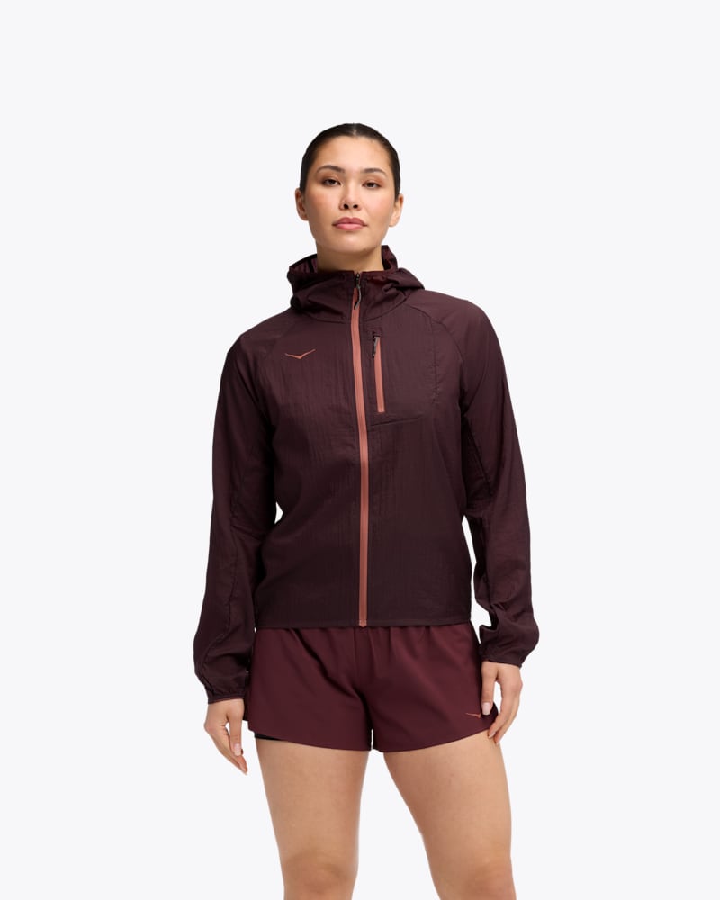 HOKA Women's Skyflow Jacket in Black Cherry, Size XXL