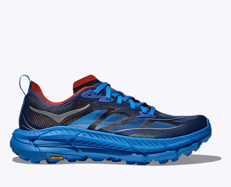 HOKA Mafate Speed 4 Lite Shoes in Electric Cobalt/Dry Chili, Size M 4.5/W 5.5