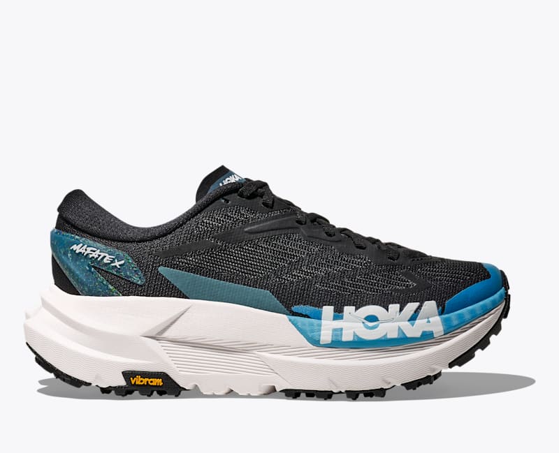 HOKA Women's Mafate X Shoes in Black/Skyward Blue, Size 5.5