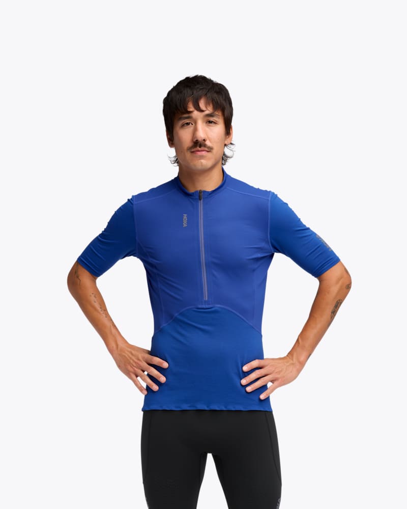 HOKA Men's SkyBreeze Short Sleeve Zip Shirt in Ultramarine, Size Large