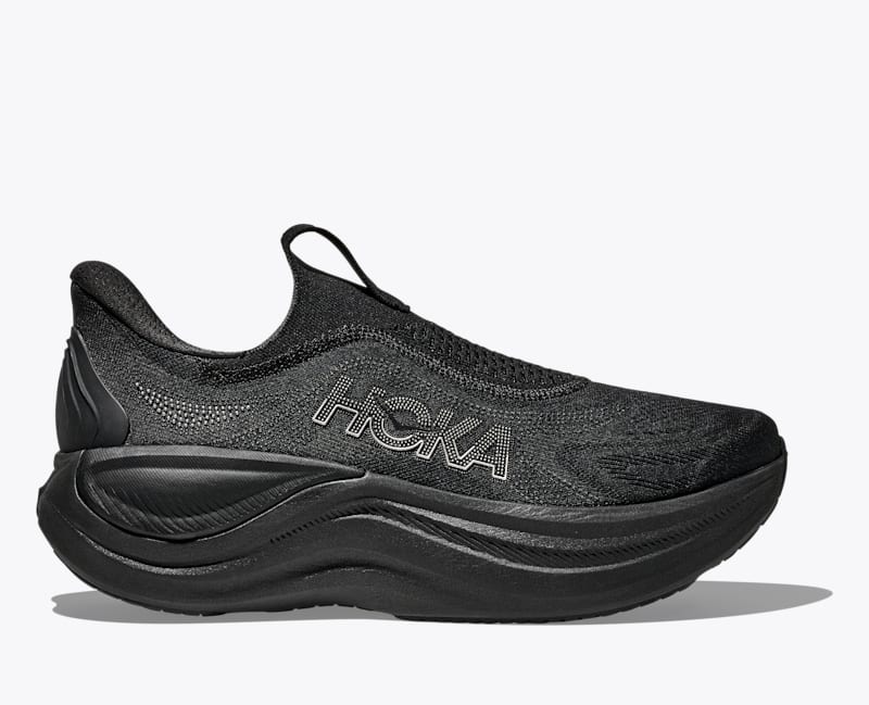 HOKA Men's Skyward Laceless Shoes in Black/Black, Size 7.5