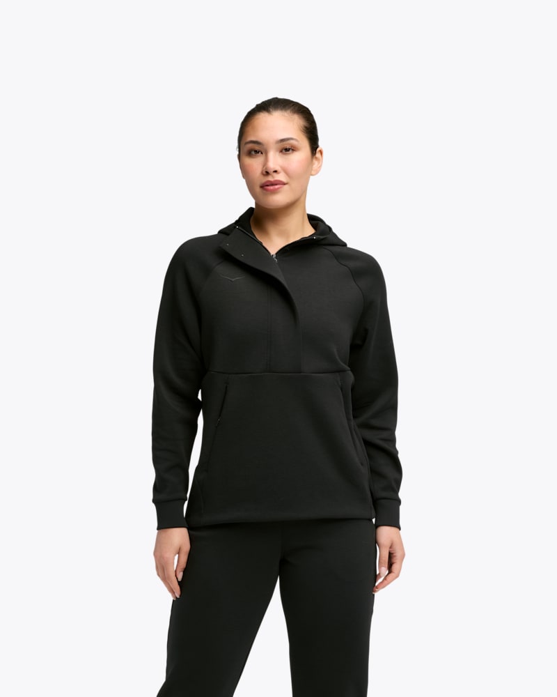 HOKA Women's Essential Recovery Hoodie in Black, Size Large