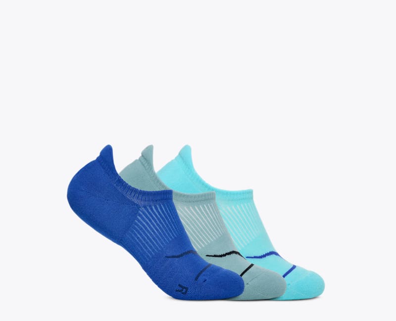 HOKA Invisible Sock 3-Pack in Ultramarine/Sea Water/Cloudless, Size Large