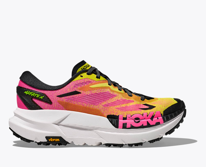 HOKA Women's Mafate X Shoes in Neon Hoka Citrus/Neon Rose, Size 5.5