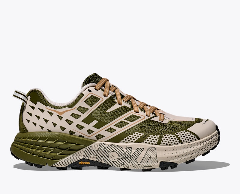 HOKA Speedgoat 2 Shoes in Moss Green/Rose Cream, Size M 4.5/W 5.5
