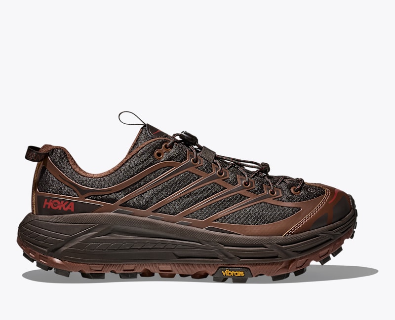 HOKA Mafate Three2 Shoes in Cast Iron/Mineral Brown, Size M 10.5/W 11.5