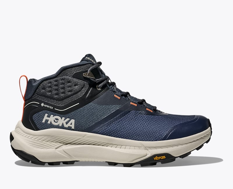 HOKA Men's Transport Hike GTX Shoes in Varsity Navy/Truffle Salt, Size 7.5