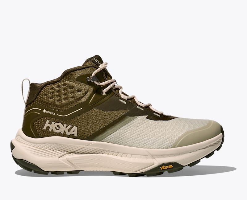 HOKA Men's Transport Hike GTX Shoes in Spruce Green/Oyster Mushroom, Size 7.5