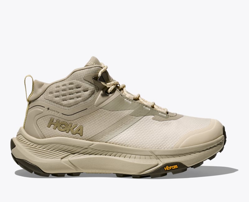 HOKA Women's Transport Hike GTX Shoes in Oyster Mushroom/Vintage Yellow, Size 5.5