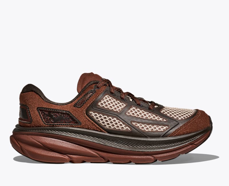 HOKA Clifton One9 S Shoes in Mineral Brown/Cast Iron, Size M 7.5/W 8.5