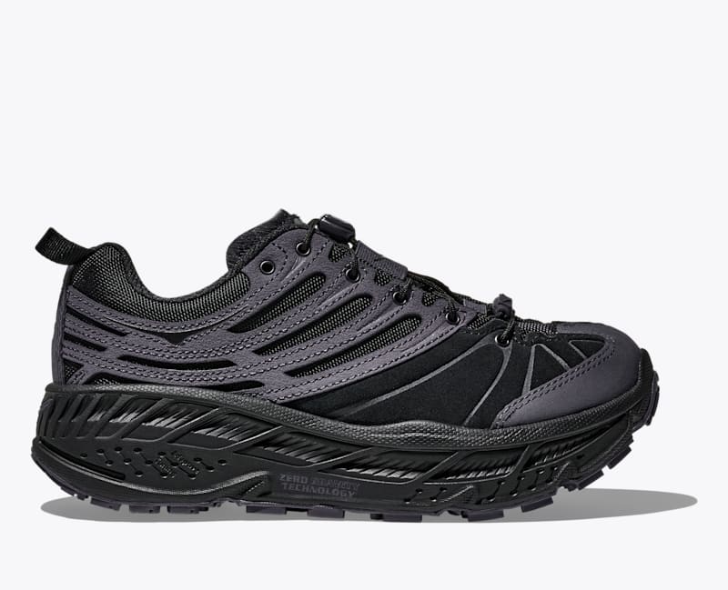 HOKA Elite Terrain System Stinson EVO OG Shoes in Black/Black, Size M 4.5/W 5.5