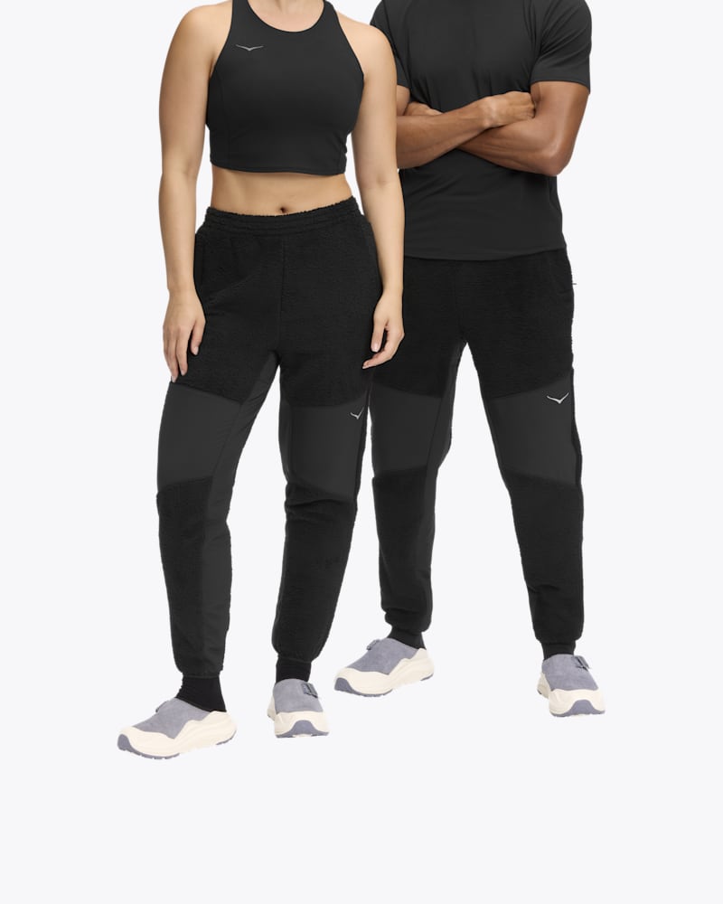 HOKA Basecamp Fleece Pant Hiking Shoes in Black, Size Large