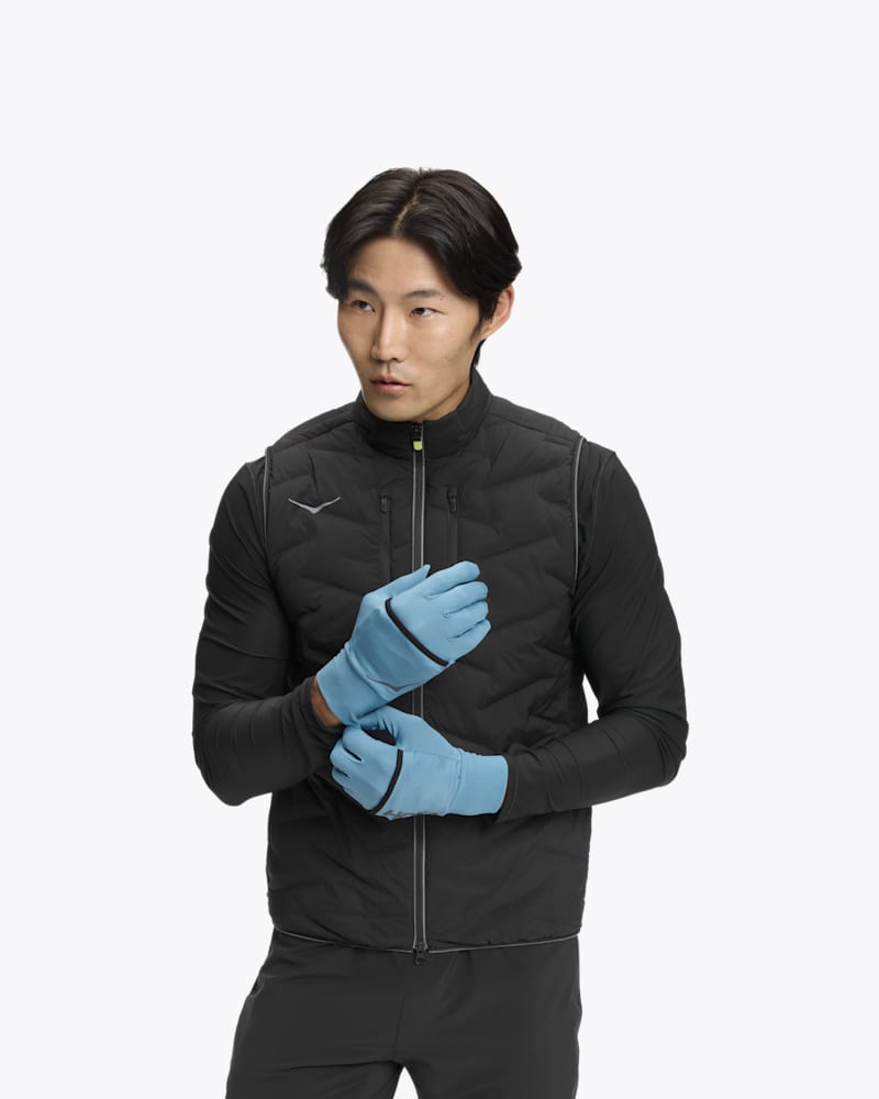 HOKA ColdSnap Fleece Gloves in Alpine Blue, Size Medium