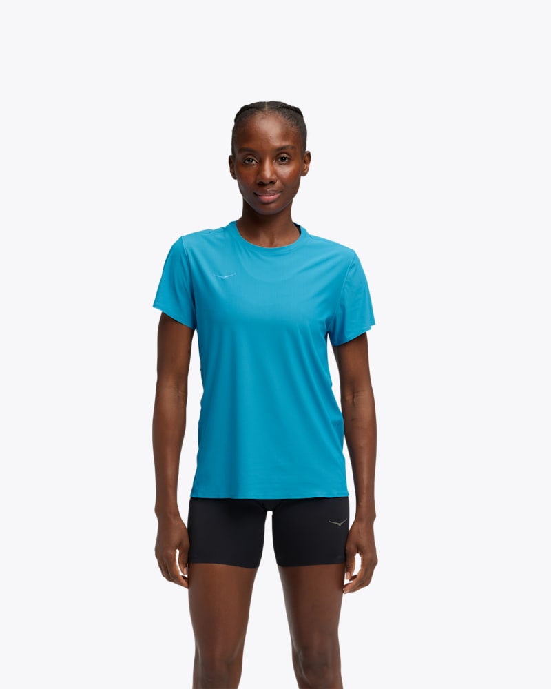 HOKA Women's Airolite Short Sleeve 2.0 Shirt in Hoka Blue, Size XL