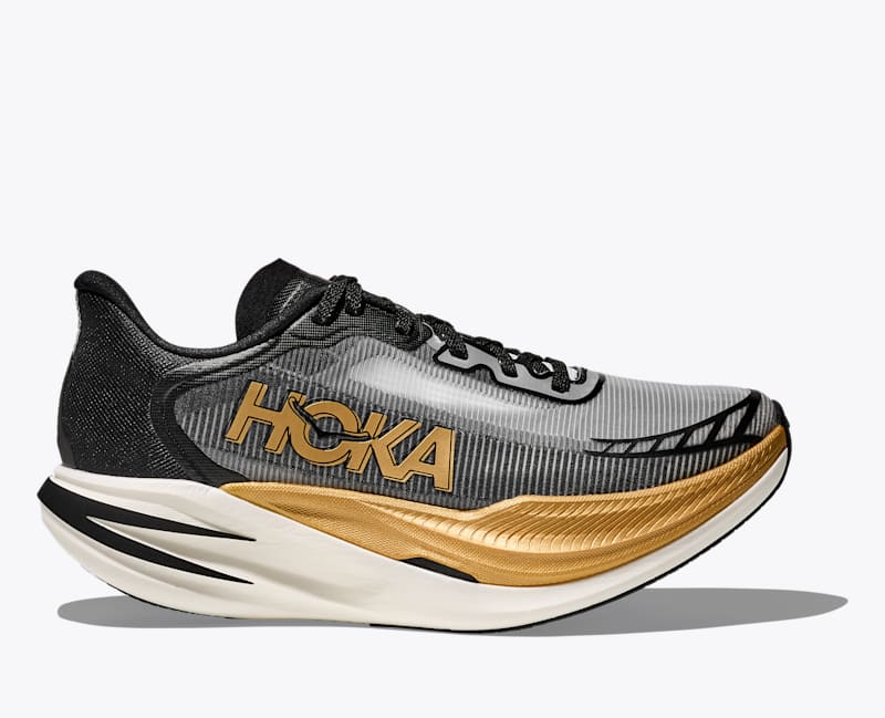 HOKA Cielo X1 2.0 Shoes in Black/Gold, Size M 5.5/W 6.5