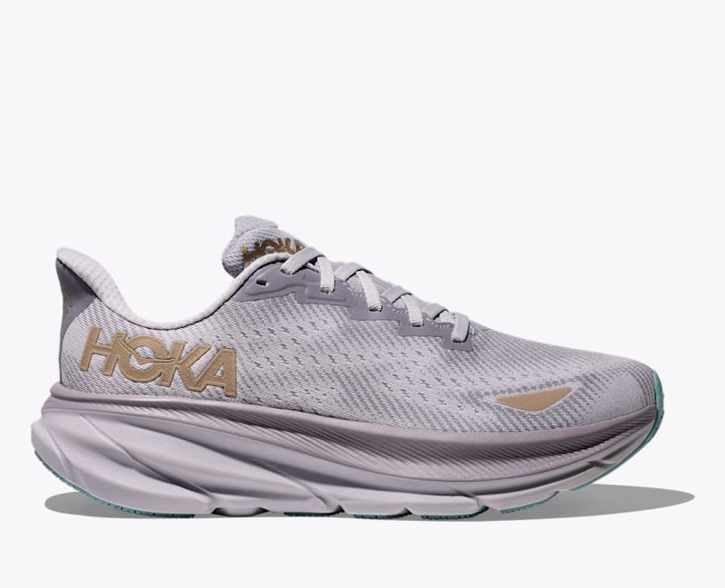 HOKA Women's Clifton 9 GTX Shoes in Foggy Grey/Ash Grey, Size 5.5