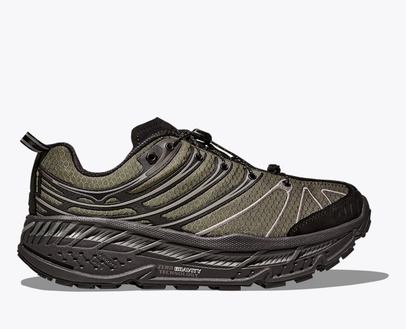 HOKA Stinson Evo GTX HAVEN Shoes in Jet Black/Tarmac, Size M 4.5/W 5.5