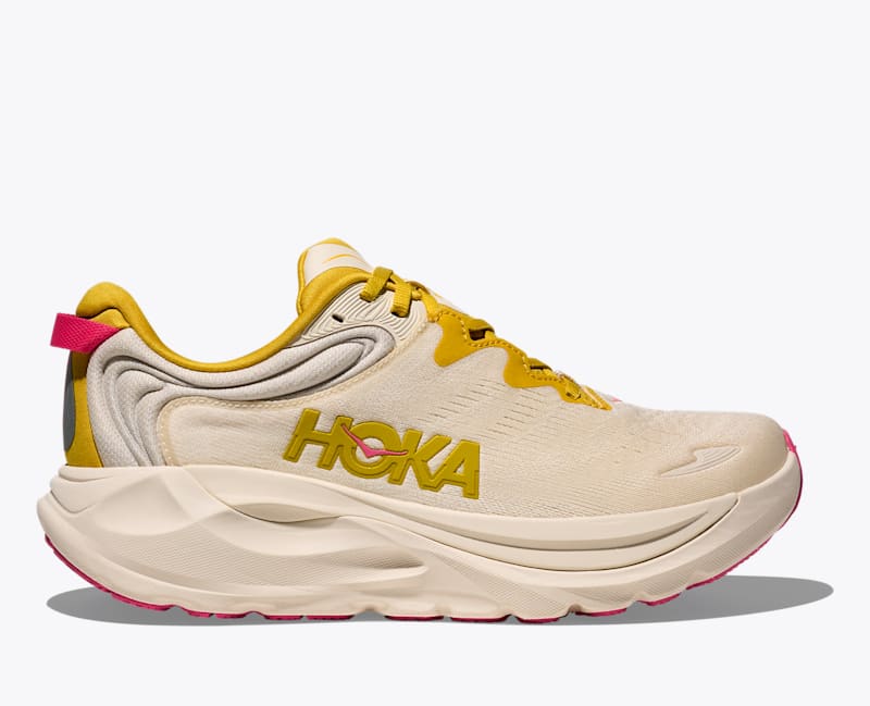 HOKA Women's Gaviota 6 Shoes in Birch/Yellow Gold, Size 8