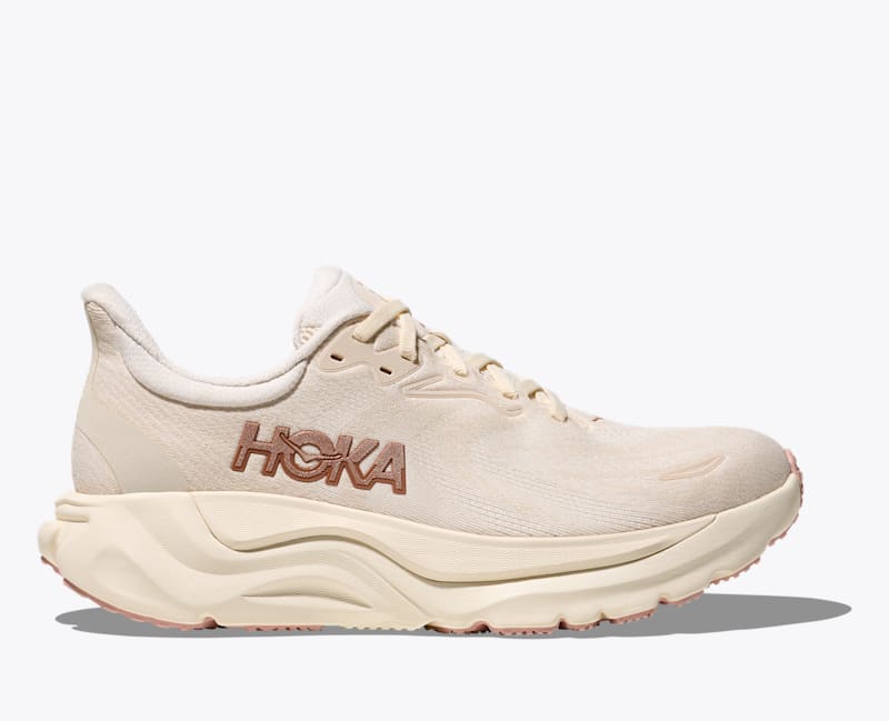 HOKA Women's Arahi 8 Shoes in Alabaster/Rose Gold, Size 5